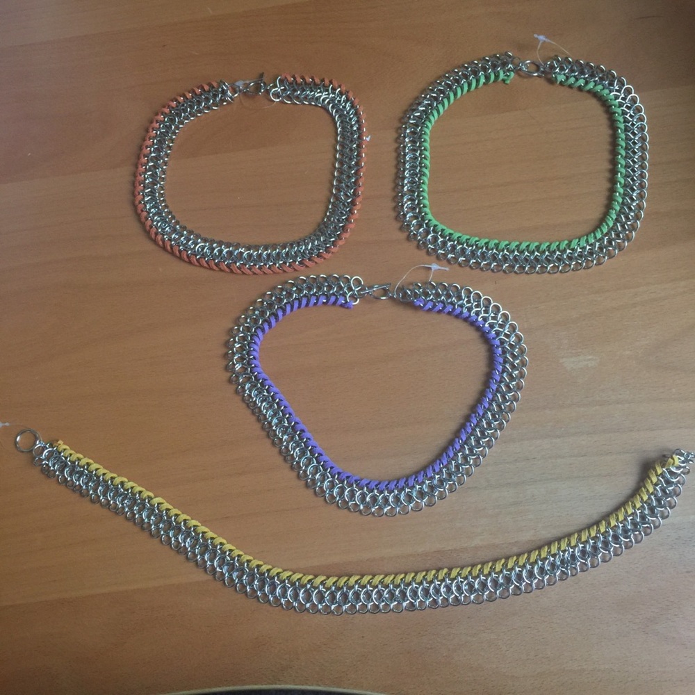 17” linked necklace with suede detail.  4 for $25.